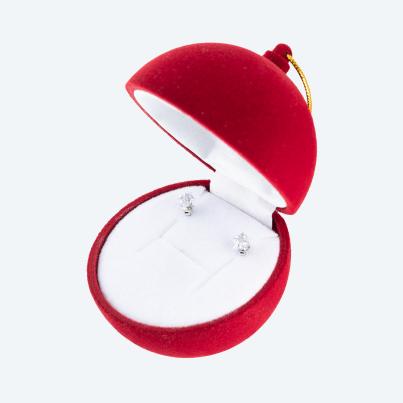 SET Weihnachtskugel Ohrstecker 925 Silber Zirkonia