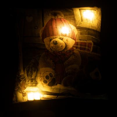 LED Kissen Weihnachtsbärchen 40x40cm