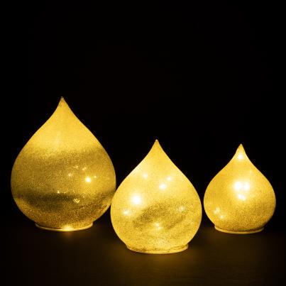 LED-Stimmungsleuchtenset Glas 3tlg