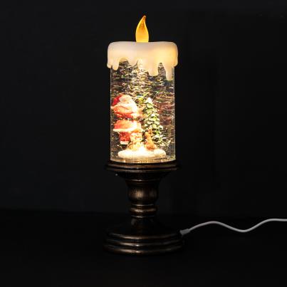 LED Kerze mit Schnee