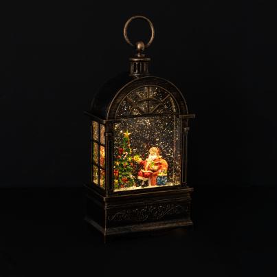 LED Laterne mit Schneekugel