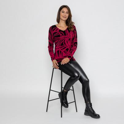 MILANO Design Pullover rot/schwarz