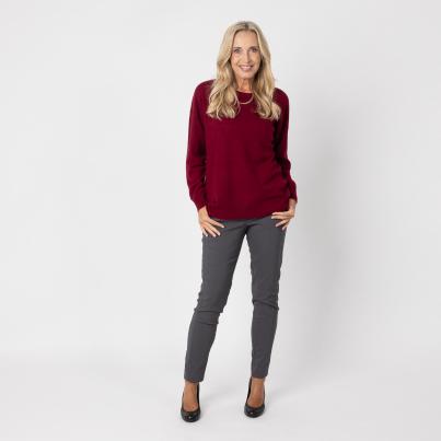 100% KASCHMIR Pullover, Rundhals, weinrot