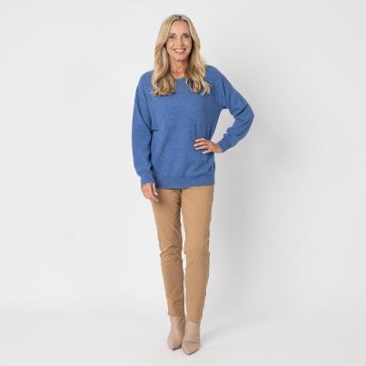 100% KASCHMIR Pullover, Rundhals, blau