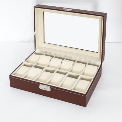 Uhrenbox für 12 Uhren, dunkelbraun/beige