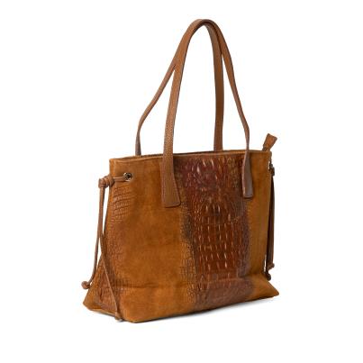 Luca Lorenzo Schultertasche kroko braun