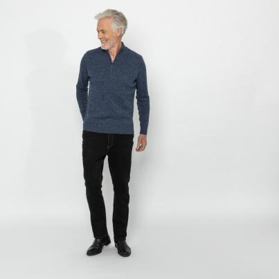 Herren-Pullover mit Troyerkragen marine