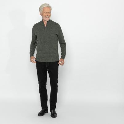 Herren-Pullover mit Troyerkragen khaki