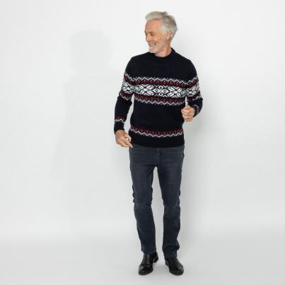 Herren-Pullover mit Norwegermuster marine