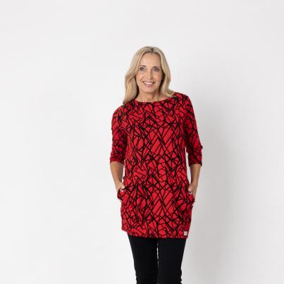 VANESSA STYLE Damen-Tunika rot/ schwarz