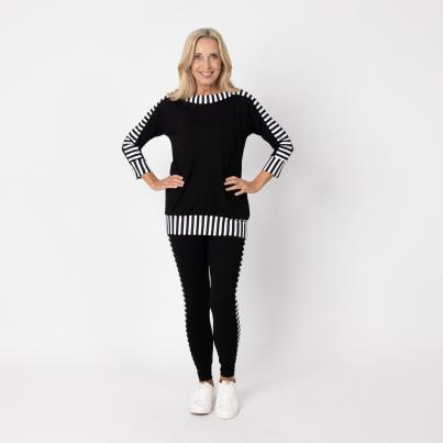 VANESSA STYLE Damen-Longshirt schwarz/ weiß