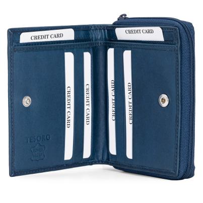 TESORO Lederbörse Hibiskus dunkelblau