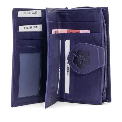 TESORO Lederbörse Hibiskus lila