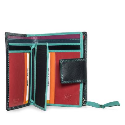 Lederbörse schwarz türkis