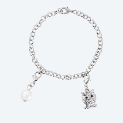 Set: Damenuhr & Armband 'Eule' silber