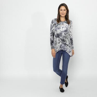 TRENDS by J. Leibfried Longshirt schwarz/ weiß