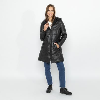 OTTO KERN Damen-Ledermantel 'Angela' schwarz