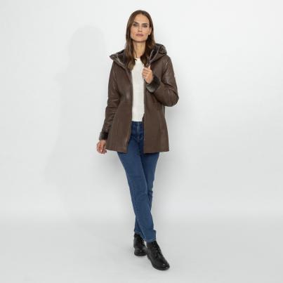 OTTO KERN Damen-Ledermantel 'Viola' dunkelbraun