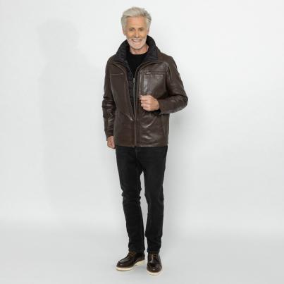 OTTO KERN Herren-Lederjacke 'Lenny' dunkelbraun