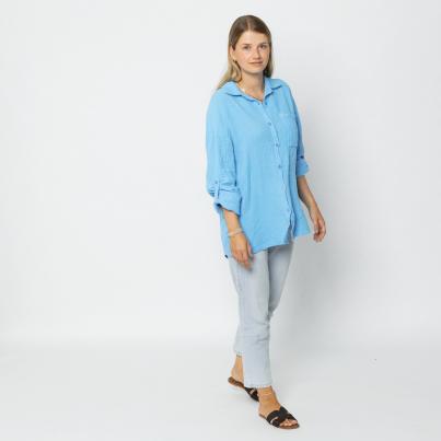 Damen-Musselin Hemd türkis