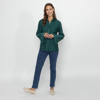 TRENDS by J. Leibfried Plissee-Bluse tannengrün