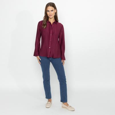 TRENDS by J. Leibfried Plissee-Bluse bordeaux