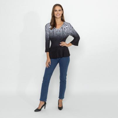 TRENDS by J. Leibfried Plissee-Shirt schwarz/grau