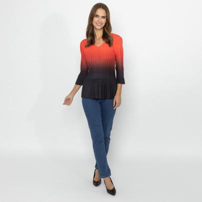 TRENDS by J. Leibfried Plissee-Shirt rot/schwarz