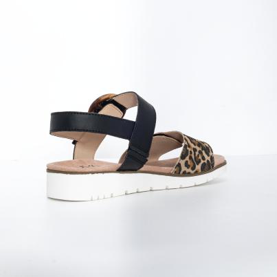 TOPWAY COMFORT Damensandalen schwarz/leo