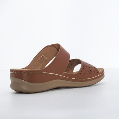 TOPWAY COMFORT Damenpantolette cognac