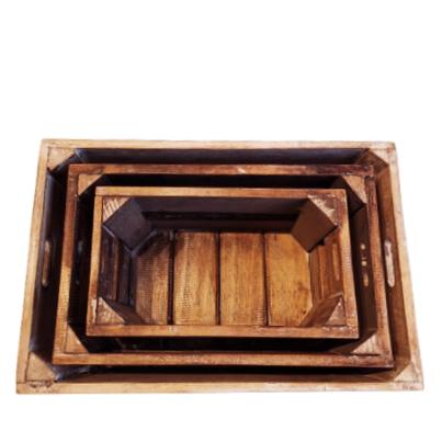 3er Set Holzkisten 45/38/31 cm