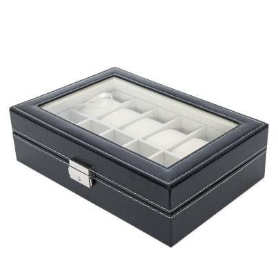 Uhrenbox für 12 Uhren, schwarz-beige