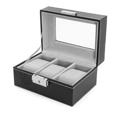 Uhrenbox für 3 Uhren, schwarz-grau