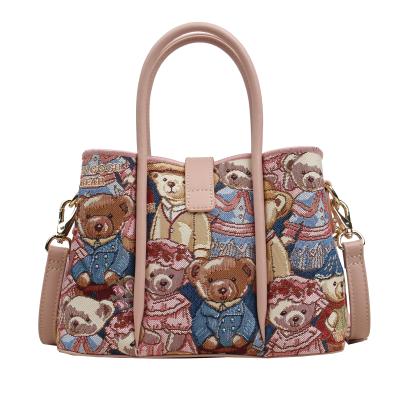 Henney Bear Henkeltasche rosa/gemustert