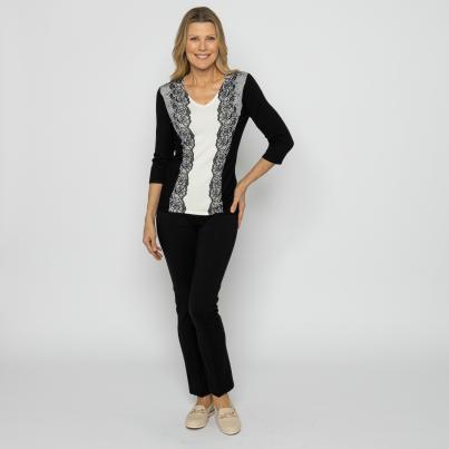 MILANO Design Damen-Pullover schwarz/weiß