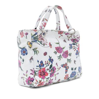Luca Lorenzo Henkeltasche weiß mit Blumenmuster