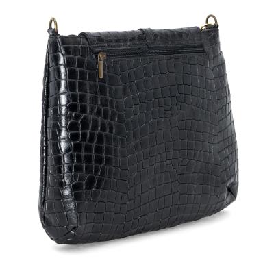 Luca Lorenzo Umhängetasche schwarz Kroko