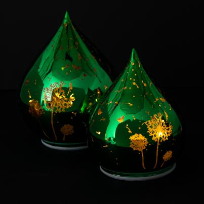 2 LED-Glastropfen Frühling