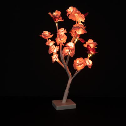 Rosenbäumchen mit LEDs rosa