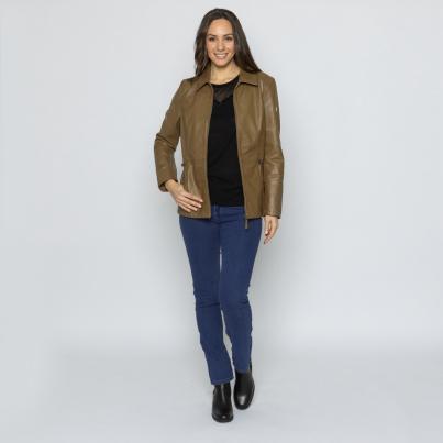 OTTO KERN Damen-Lederkurzmantel schlamm