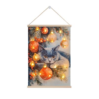 LED-Wandbild Katze grau