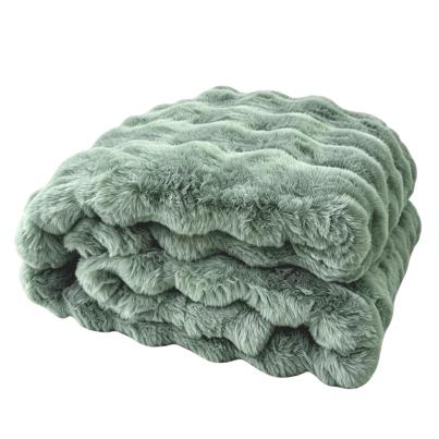 Felldecke Bubbles-Optik salbei