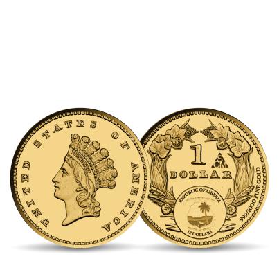 3 Goldmünzen "1 USD Komplett-Set-Kollketion"