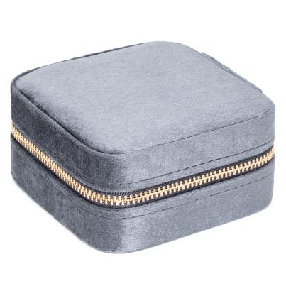 Samt Schmuck/Reise-Etui grau