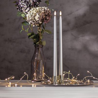 XXL-LED-Stabkerzen silber