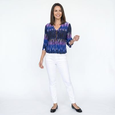 Jeannie Damen-Plissee-Blusenjacke multicolor