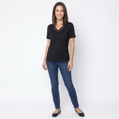 Jeannie Damen-Top mit Spitze schwarz