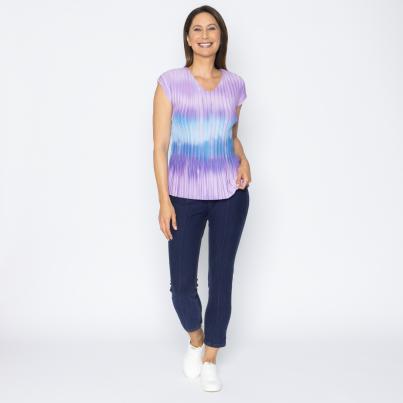 Jeannie Damen-Plissee-Shirt Farbverlauf