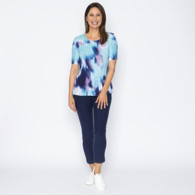 Jeannie Damen-Plissee-Shirt Farbmix