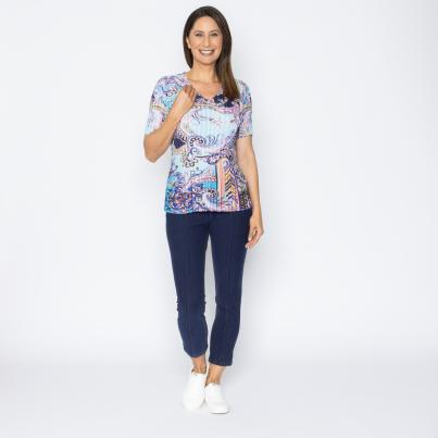 Jeannie Damen-Plissee-Shirt Paisley